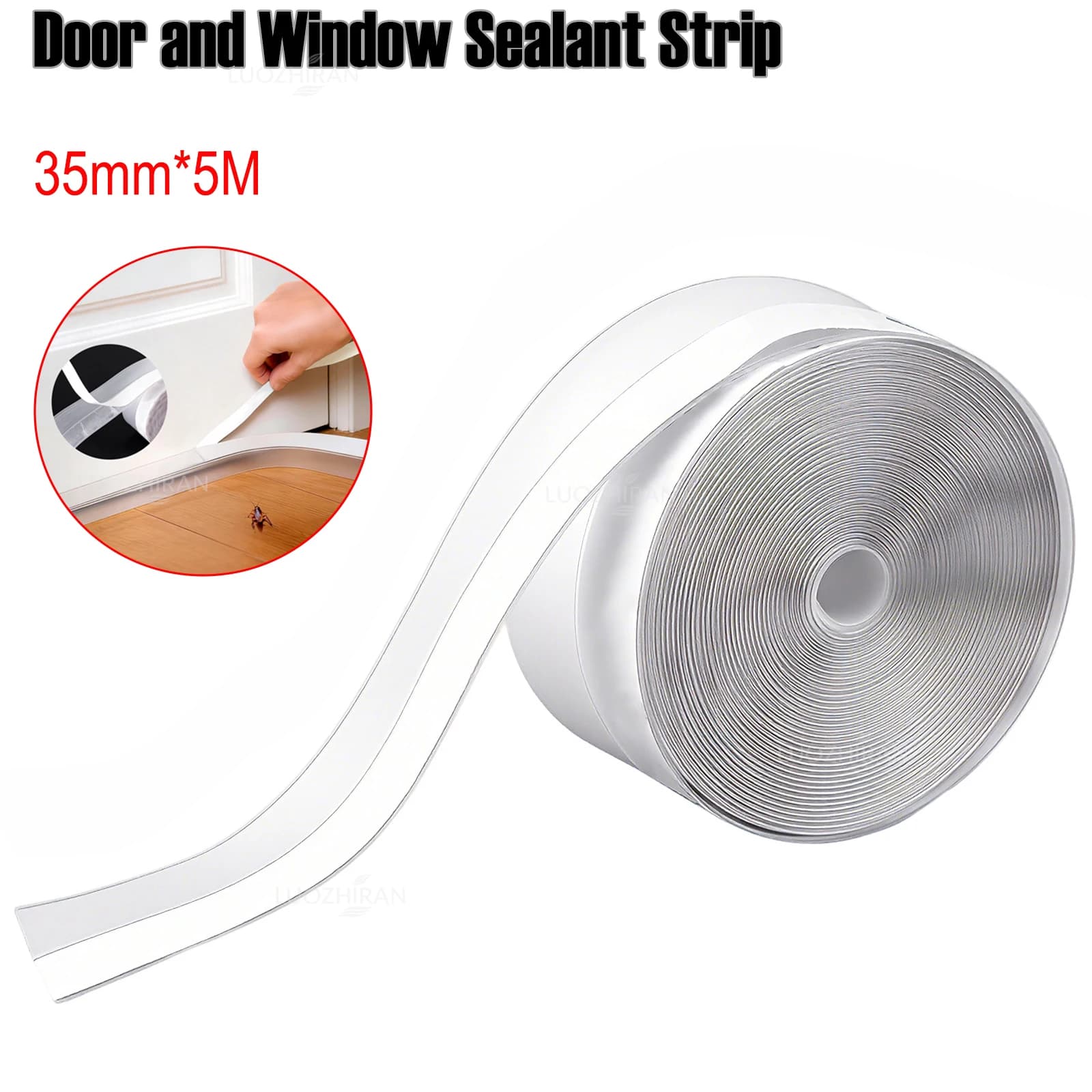 Flexible Seal Strip Self Adhesive Weatherstripping Tape Cuttable for Door Window Windproof Soundproof Dustproof Gap Sealing