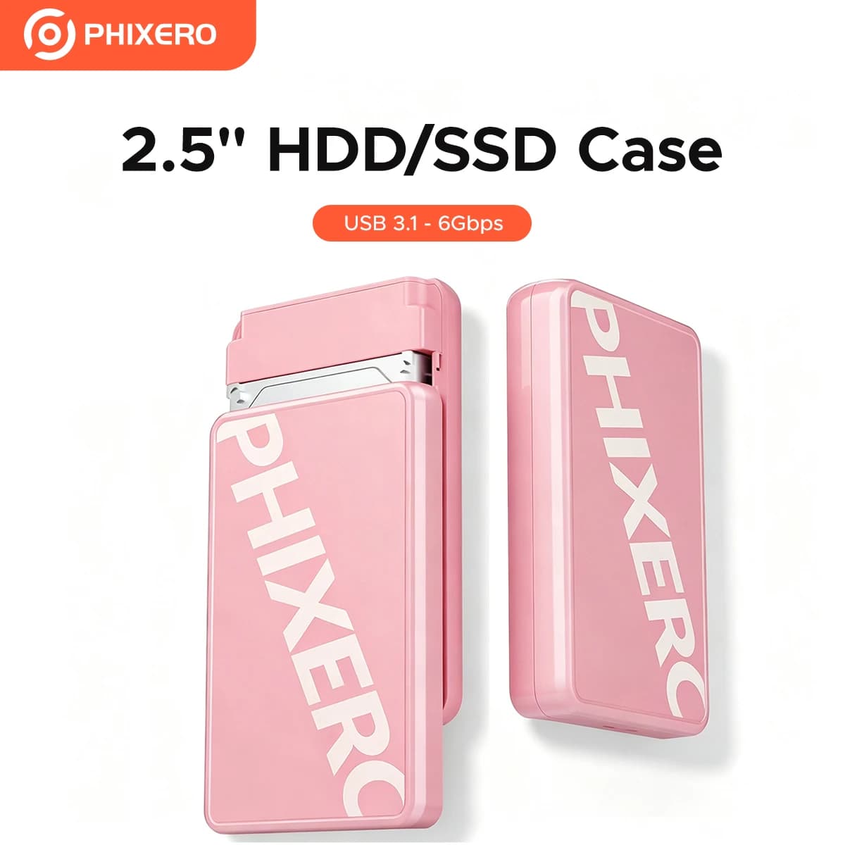 PHIXERO MicroB USB3.0 Case Esterno per HDD da 2.5" SATA 6Gbps, Supporto UASP per PC, Laptop e Notebook