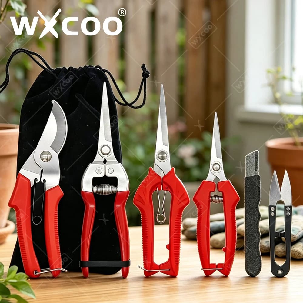 Professional Gardening Hand Clippers Pruning Scissors Heavy Duty Tree Trimmers Bypass Shears Polishing Stone Drawstring Pouch