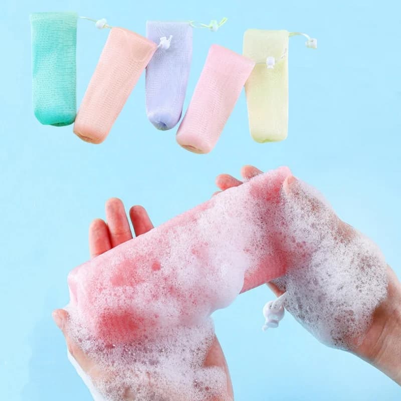 10pcs Thickened 6 Layer Foaming Soap Bag Facial Cleanser Mesh Bag Shower Bubble Foam Net Bath Body Washing Cleaning Sponges