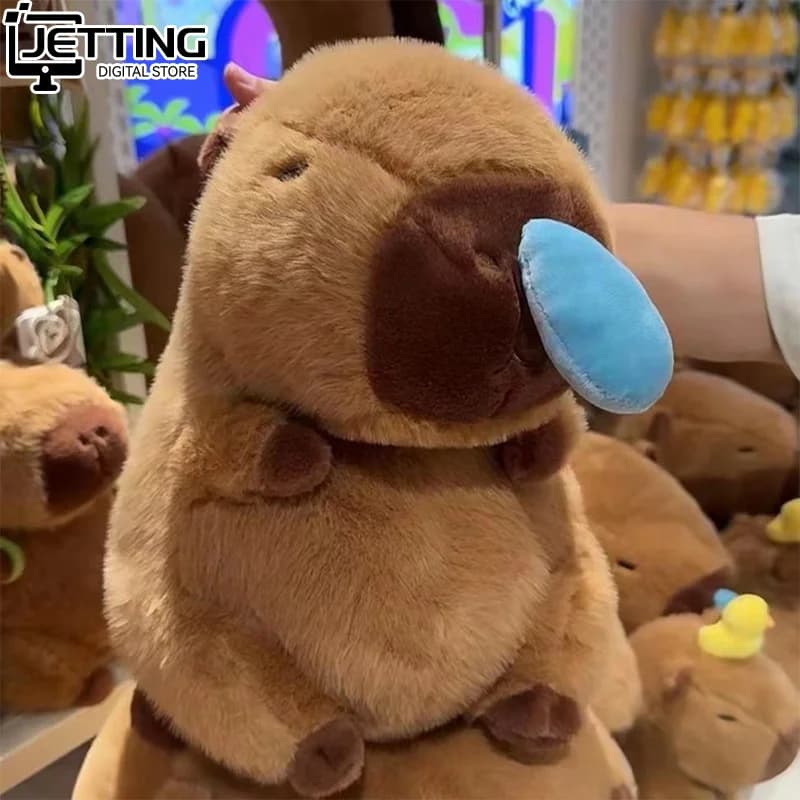 Peluche di Capibara Carino, Simpatico Giocattolo di Peluche a Forma di Animale Cartone Animato, Bambola Imbottita Kawaii, Portachiavi in Peluche, Regalo per le Feste, Decorazione per la Casa