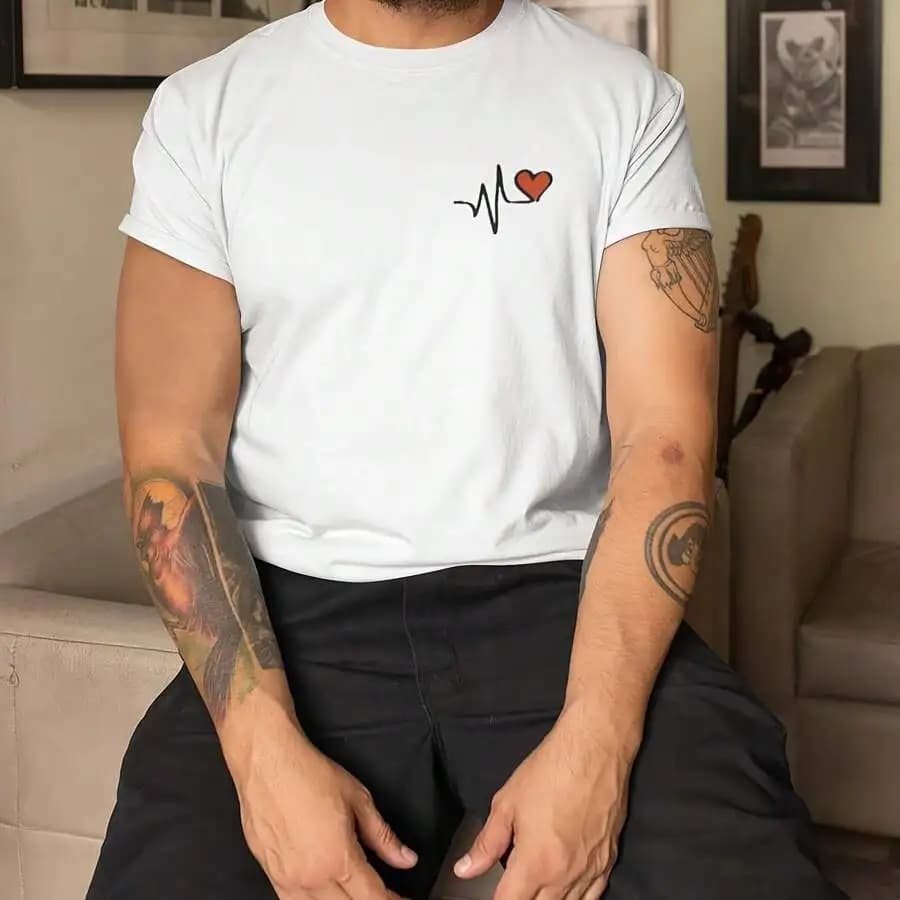 Heartbeat Pattern Iron-On Transfer Decal For T-Shirts Jackets Jeans Plastic Multi-Color Heat Press Sticker