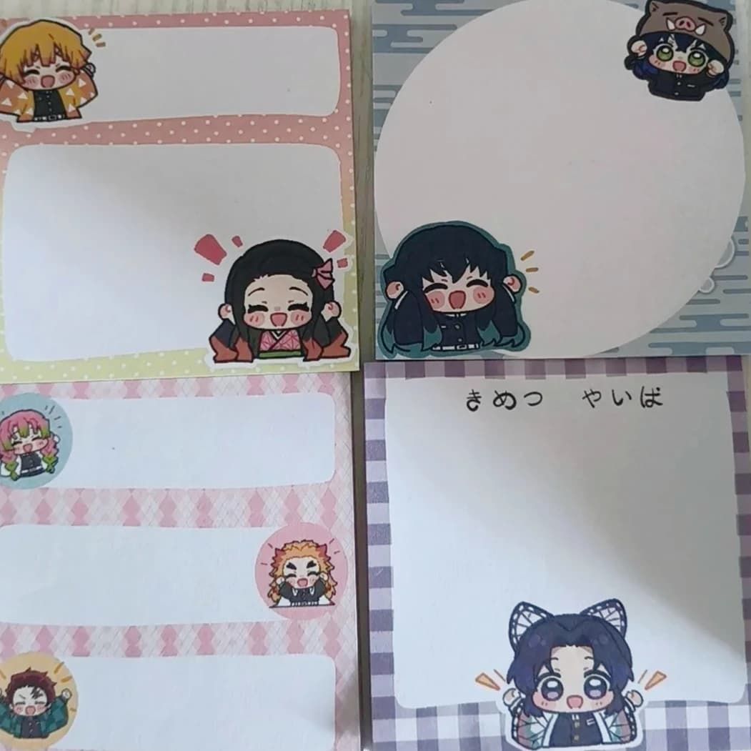 4 Books Per SetDemon Slayer Cute Self-Adhesive Sticky Notes Memo Pads - Pack of Sticky Notes Fans Collect Merchandise 200 Sheets