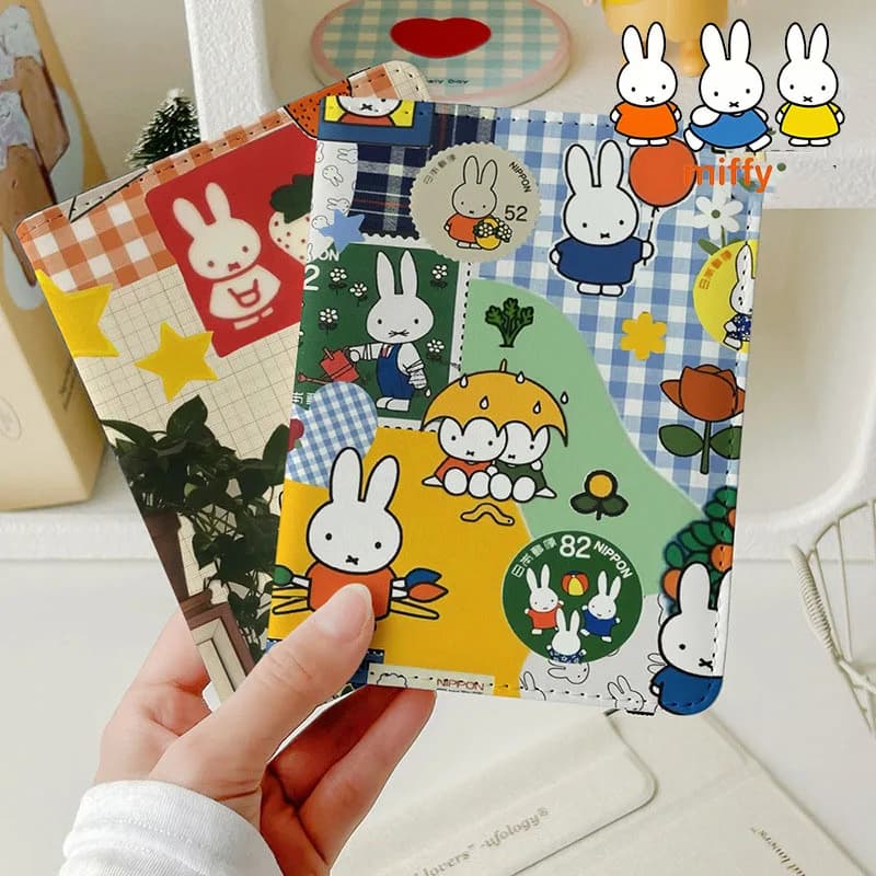 Porta passaporto Kawaii Miffy Simpatico cartone animato Anime Porta carte multifunzionale Borsa da viaggio portatile Regali per festival per ragazze