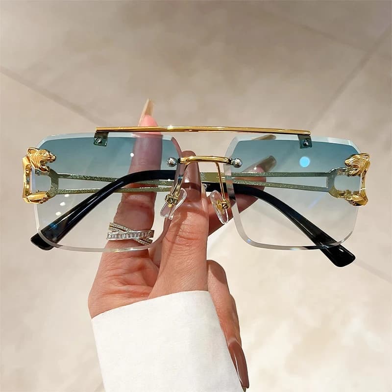 1pcs Retro Frameless MEN'S AND WOMEN'S Sunglasses, Fashionable, Nickel Double-layer, UV400