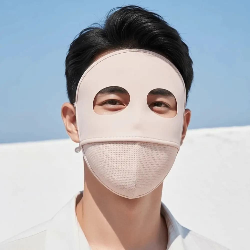 Maschera Solare a V in Poliestere con Fori Piccoli, Protezione UV, Sottile, Tinta Unita, in Seta Ghiaccio, per Donna