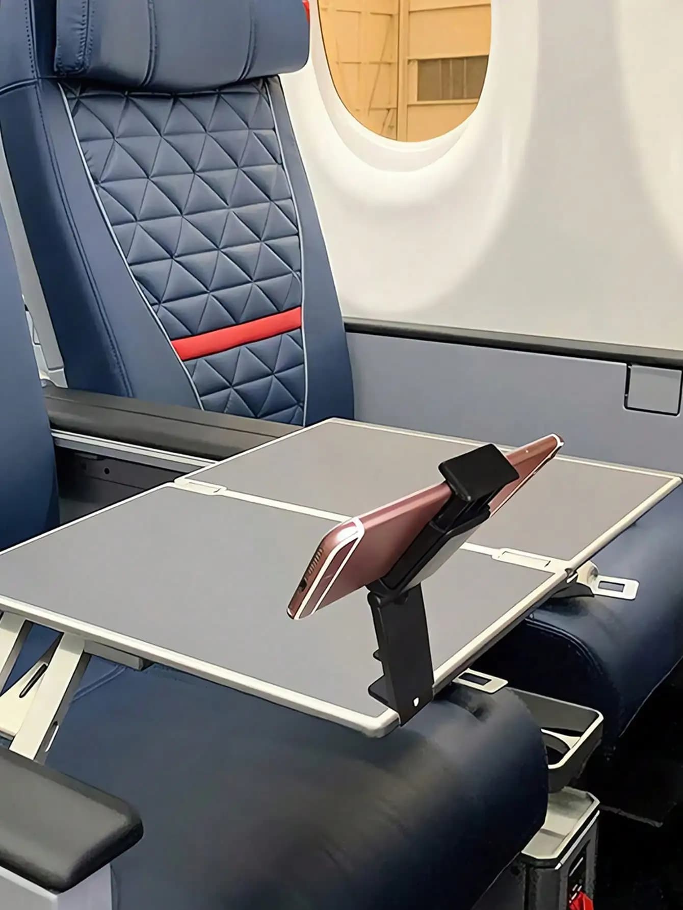 Supporto per Telefono da Aereo, Portatile 360° ° Supporto per Telefono da Viaggio Girevole e Pieghevole, Supporto Regolabile per Sedile Aereo, Treno, Scrivania, Cucina