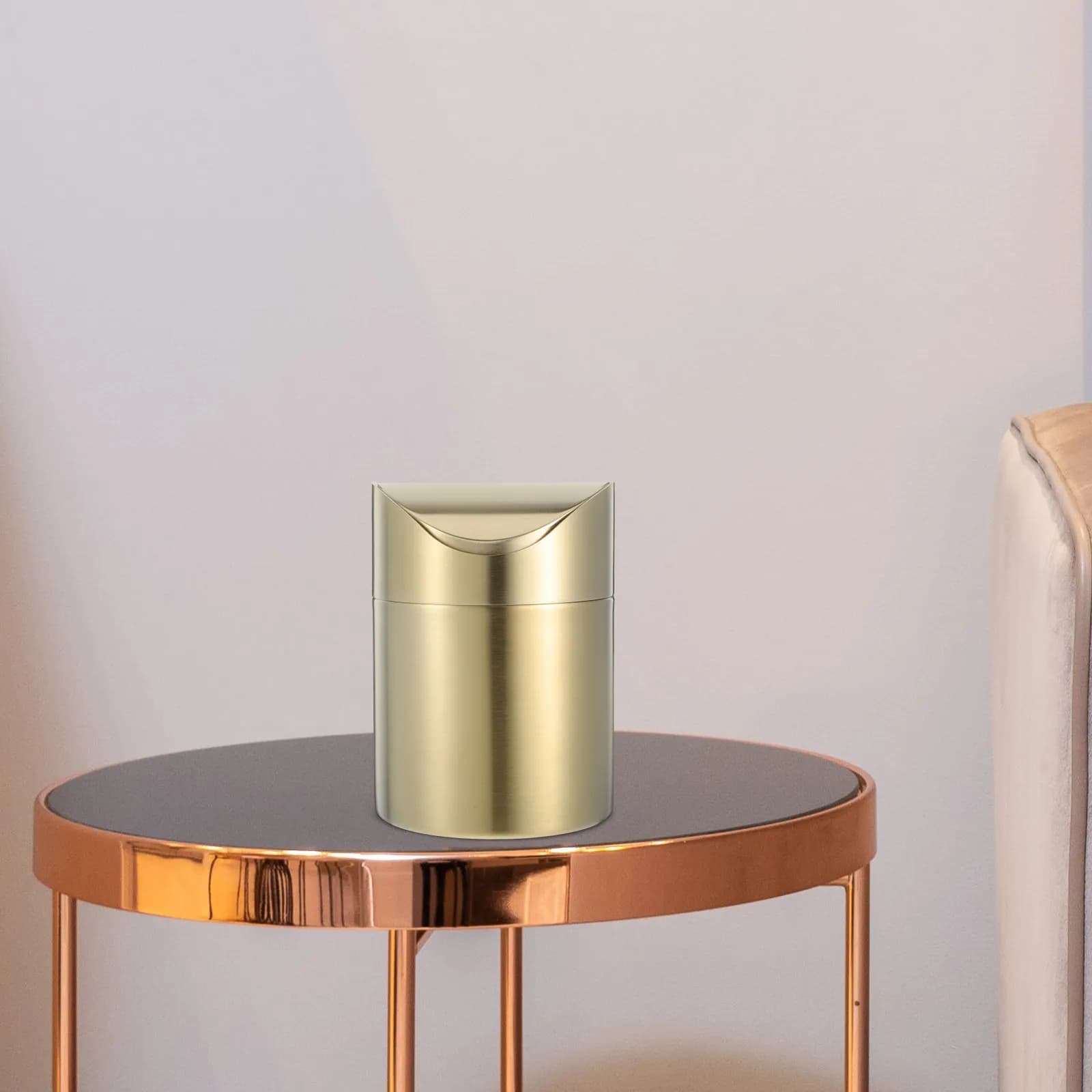 Piccolo Cestino per Rifiuti in Acciaio Inox, Mini Bidone per Bancone, Scrivania, Bagno, Ufficio, Cestino per Carta e Rifiuti