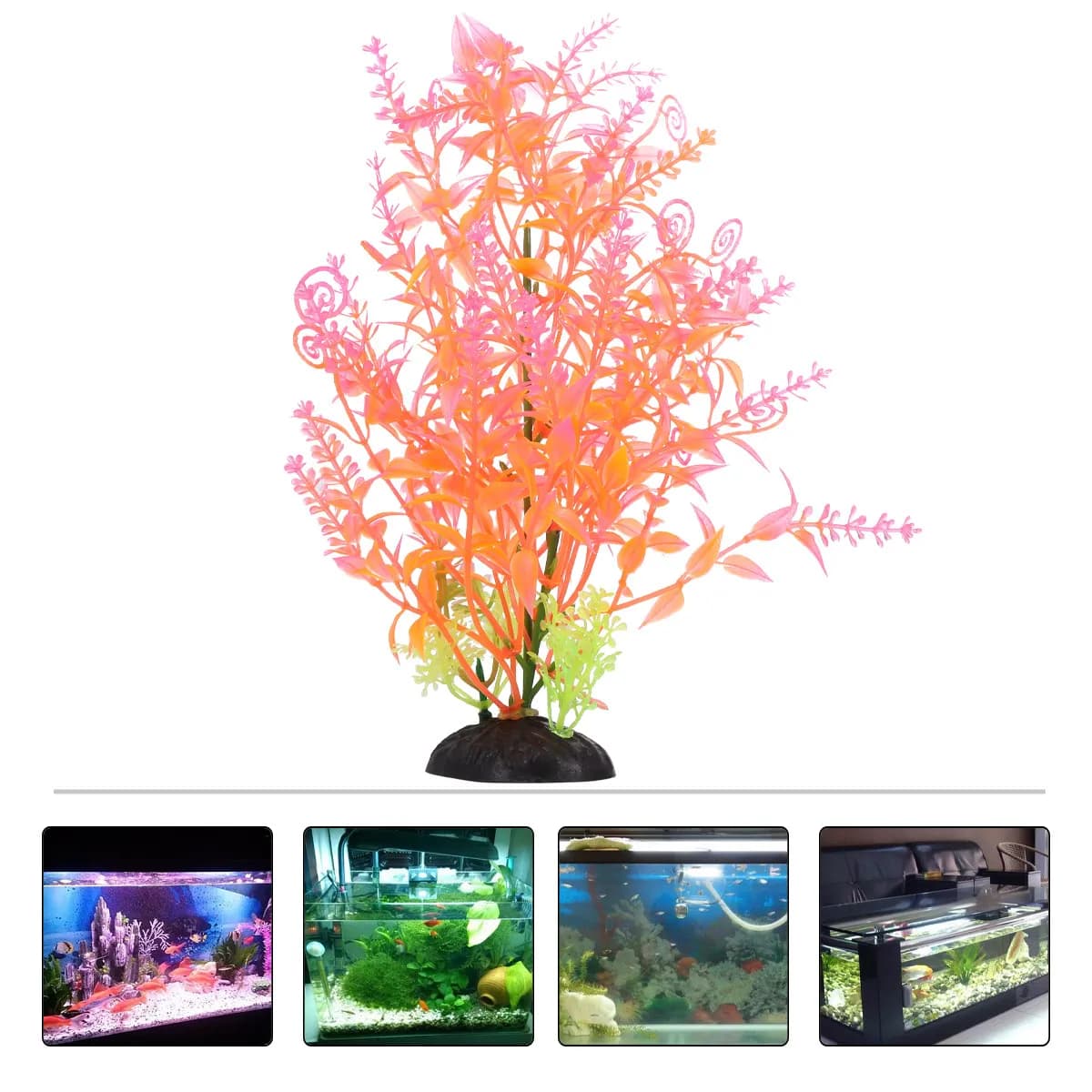 2 Pezzi di Erba Acquatica Artificiale Realistica per Decorazione Acquario, Sicura in Acqua Dolce e Salata, Facile da Pulire