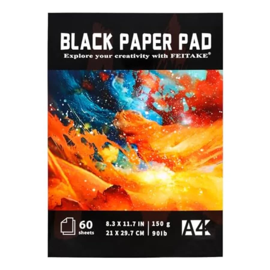 Black Paper Sketchbook 20 Pages 60 Sheets in Sizes/ 150GSM(90lbs) Heavyweight Art Drawing Notebook for Metallic Markers, Gel Pe