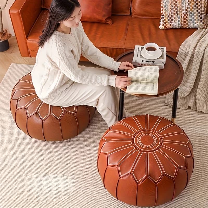 Embroidered Meditation Cushion Large Zafu Seat Cushion No Filling Included Round Floor Mat with Storage Space Home Decoration