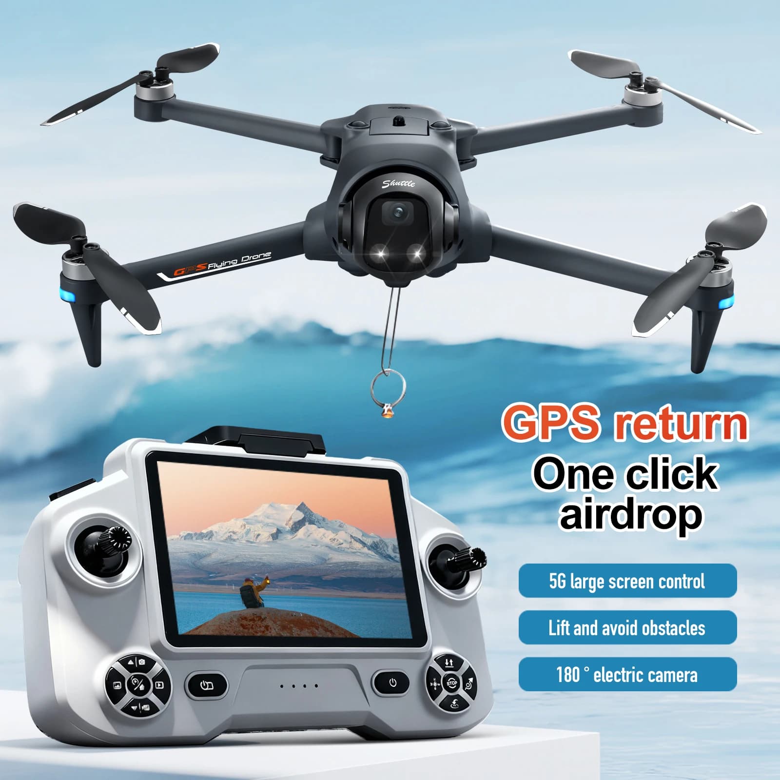 Drone RC GPS 5G professionale 180 ° Telecomando UAV senza spazzole con telecamera HD rotante con schermo Airdrop WIFI FPV Quadcopter YL059