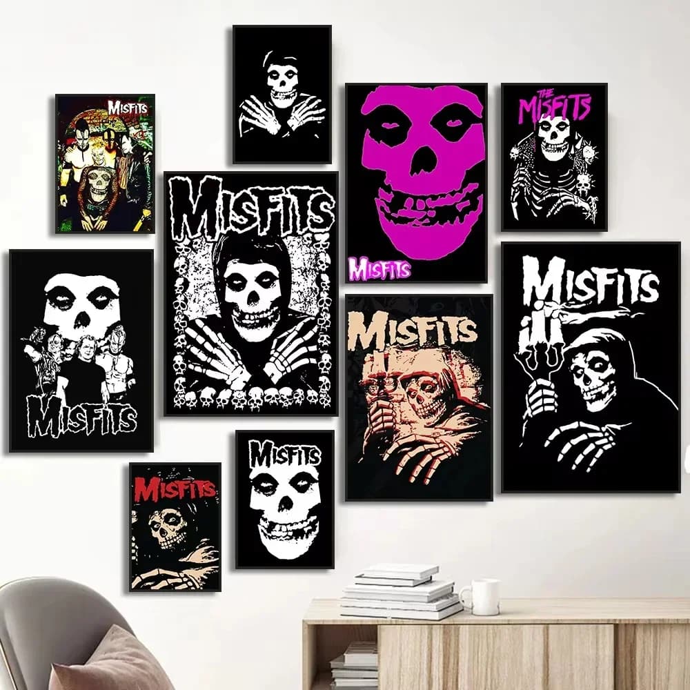 Misfits Hot Poster Horror Punk Rock Music Canvas Painting Wall Art Picture Retro Posters Prints for Bedroom Bar Club Home Dec