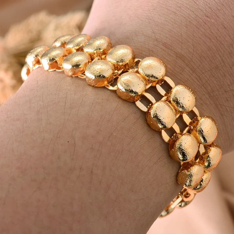 Bangles Arab Ethnic Girly Fresh Gold Color Coin Bracelet with Stone Women Dubai Jewelry Bracelet African gifts kid present