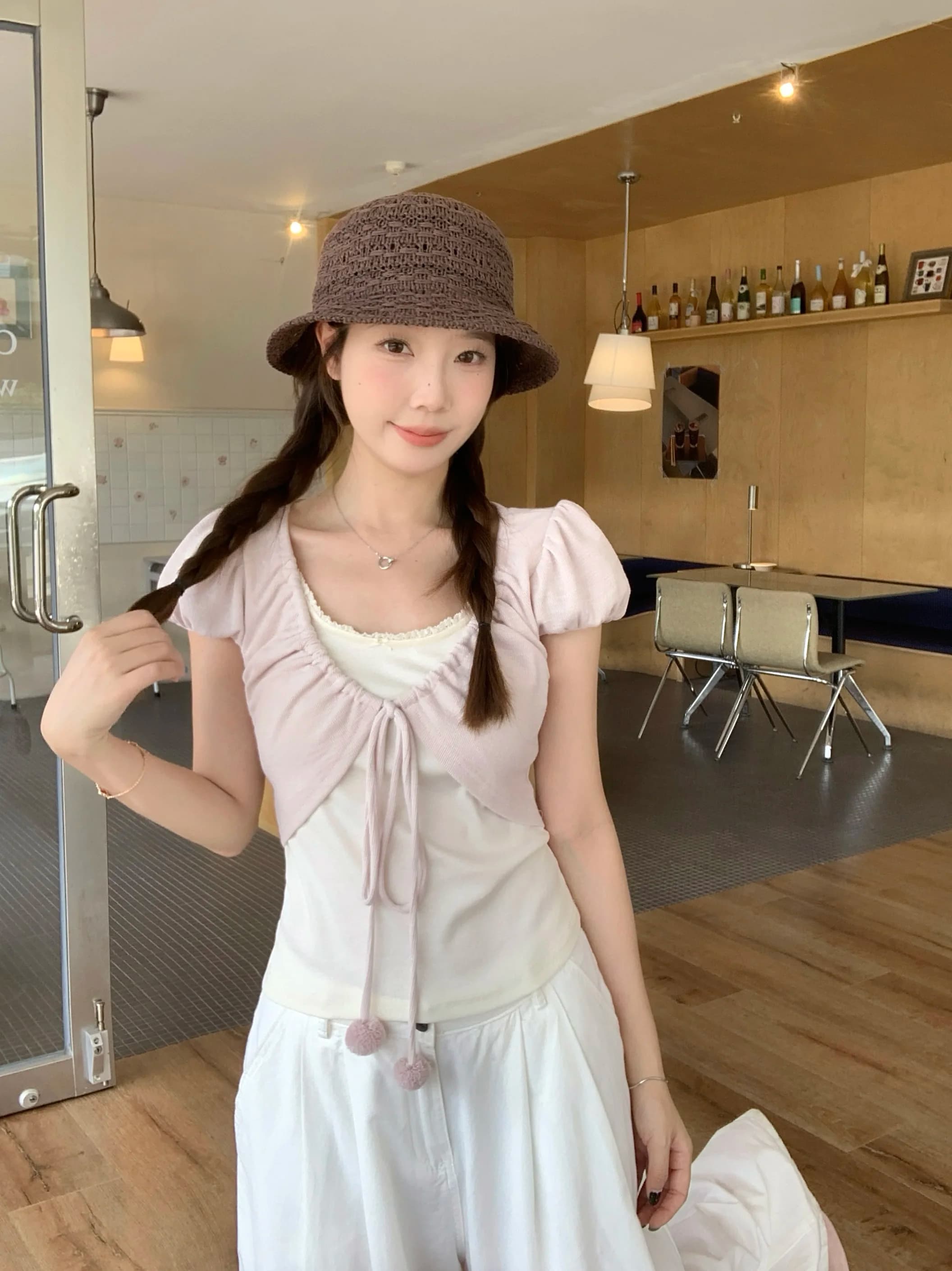 T-shirt coreana a maniche corte effetto due pezzi da donna, top estivo slimming con cintura, maglietta rosa coreana abbinata per ragazze
