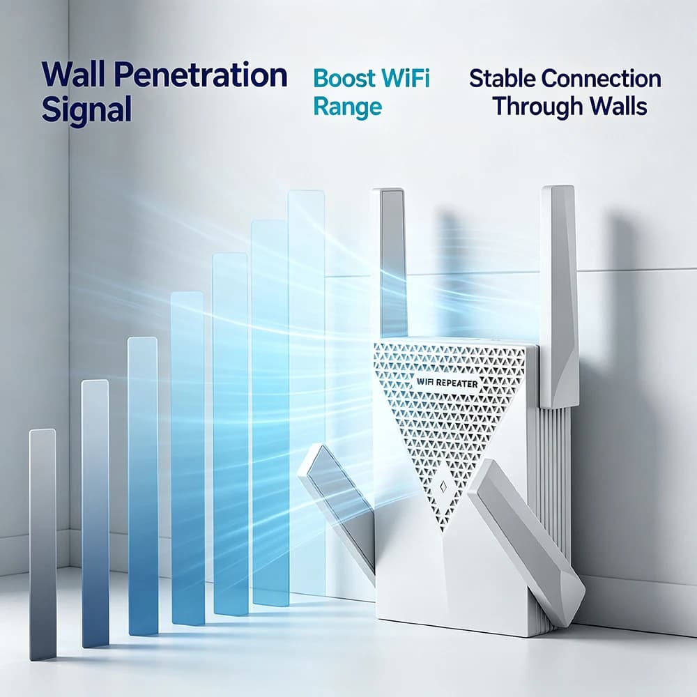 Fast WiFi Repeater Dual Band Wireless Range Extender 1800Mbps Long Range Signal Booster with 4 External Antennas for Home Office