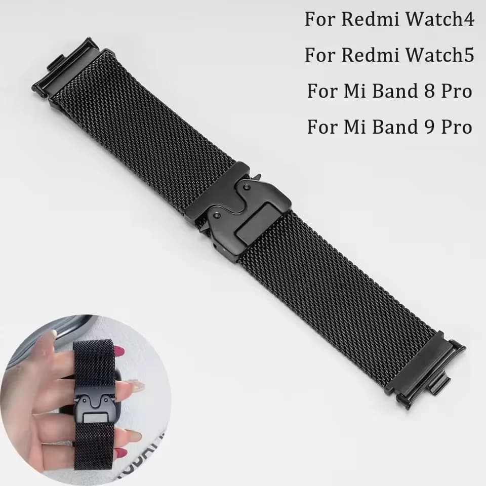 Cinturino in metallo per Redmi Watch 4 5 cinturino cinturino in acciaio inossidabile 316L braccialetto a maglie per Xiaomi Mi Band 8 9 Pro accessori cinturino