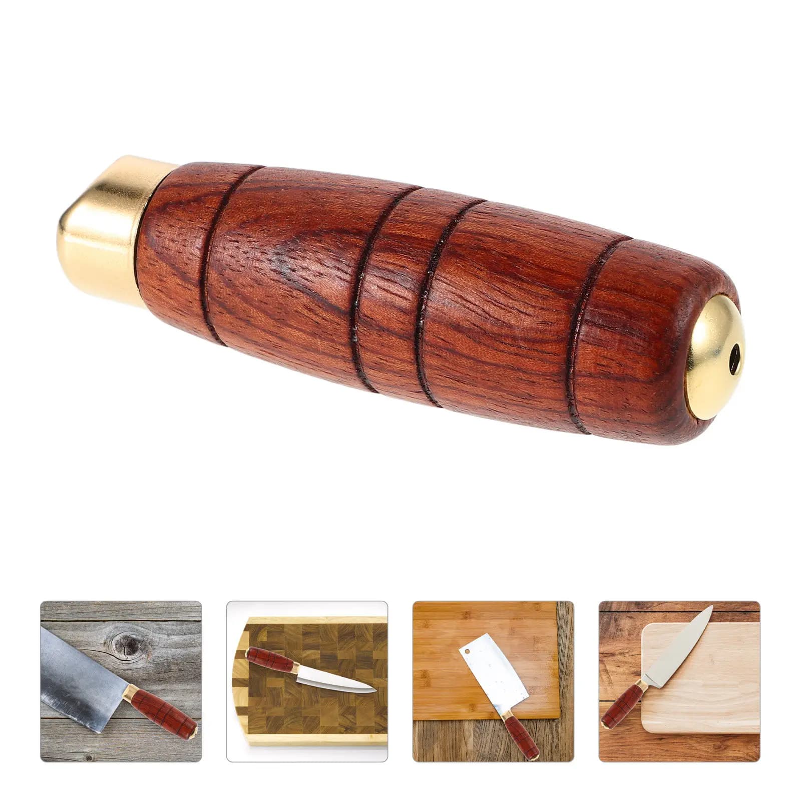 Manico Ergonomico Rotondo in Legno Brasiliano per Coltello da Cucina, Manico Solido per Tagliare a Casa, Impugnatura Comoda di Ricambio
