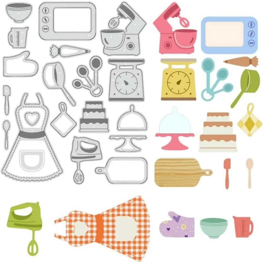 Baking Tools Cutting Dies Kitchen Utensils Stencils Aprons Glove Decorative Embossing Stencils for Scrapbooking Photo Making kit