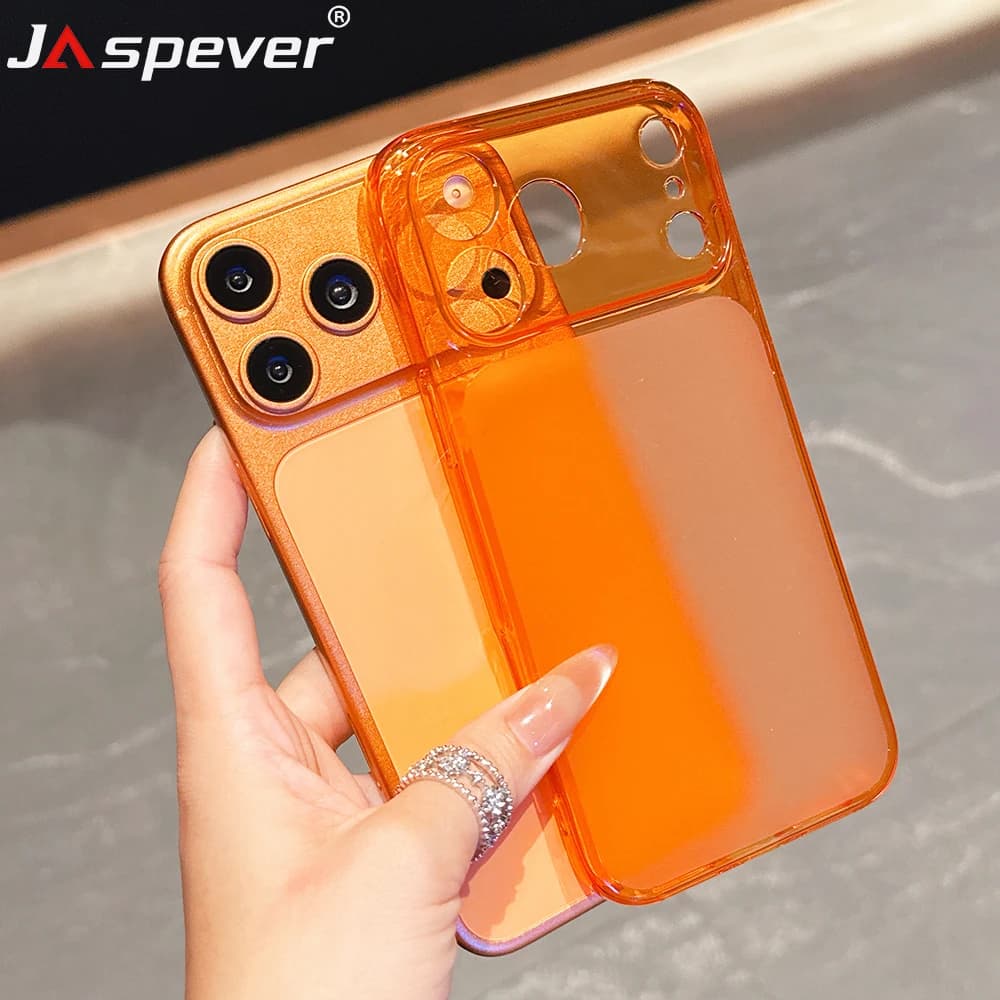 17promax-Look Orange Clear Silicone Case For iPhone 17 16 15 14 13 Pro Max Transparent Soft Shell Matte Ultra Thin Tpu Cover 17P