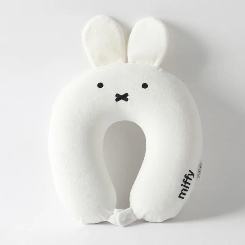 Nuovo Miffy Cuscino a forma di U Kawaii Cartoon Memory Cotone Cuscino per il collo Auto Home Office Cuscino per pisolino Cuscino per aereo portatile da viaggio