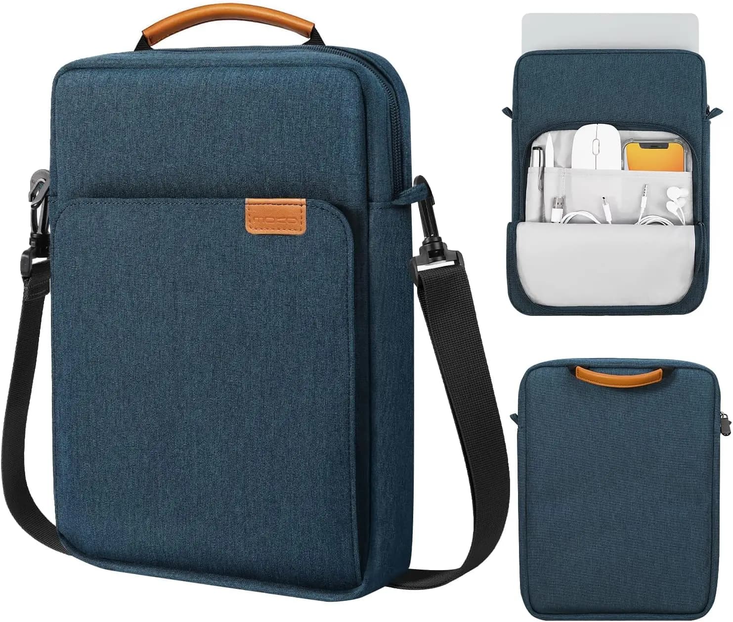 Borsa per laptop da 13,3-14 pollici con maniglia e tracolla, adatta ai modelli Mac, colore indaco