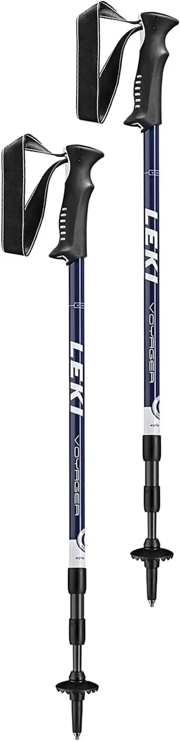 Adjustable Trekking Sticks, Dark White/Blue, 110-145 cm, Lightweight for Hiking