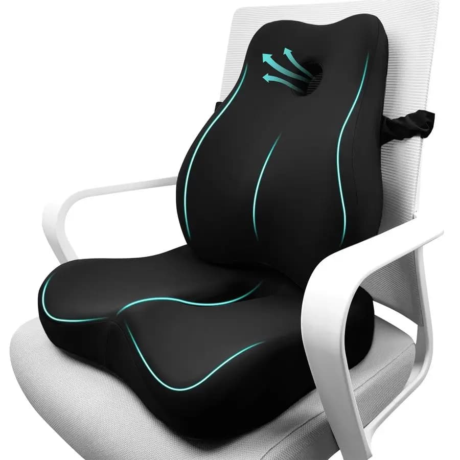 Set di cuscini e supporto lombare per sedia da ufficio, cuscino ergonomico per alleviare il dolore sciatico, cuscino di supporto per la schiena in memory foam