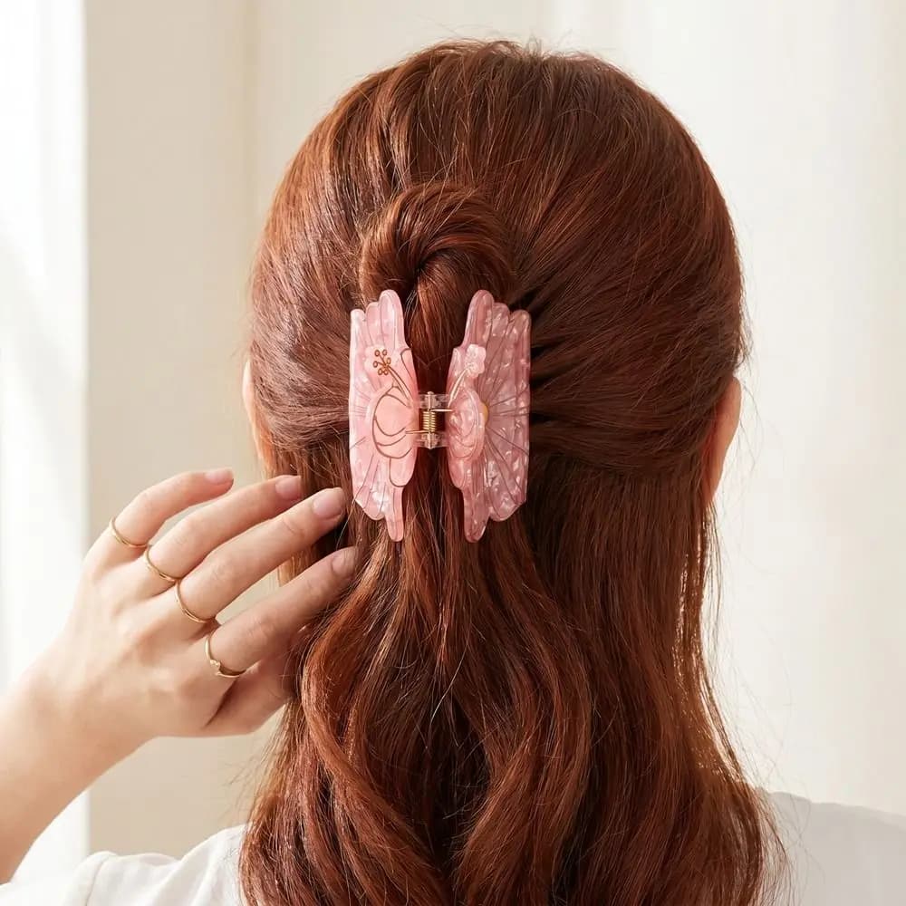 Creative Hairpin Floral Hair Claw Large Acrylic Plastic Shark Clip Geometry Korean Style Grab Clip Girls