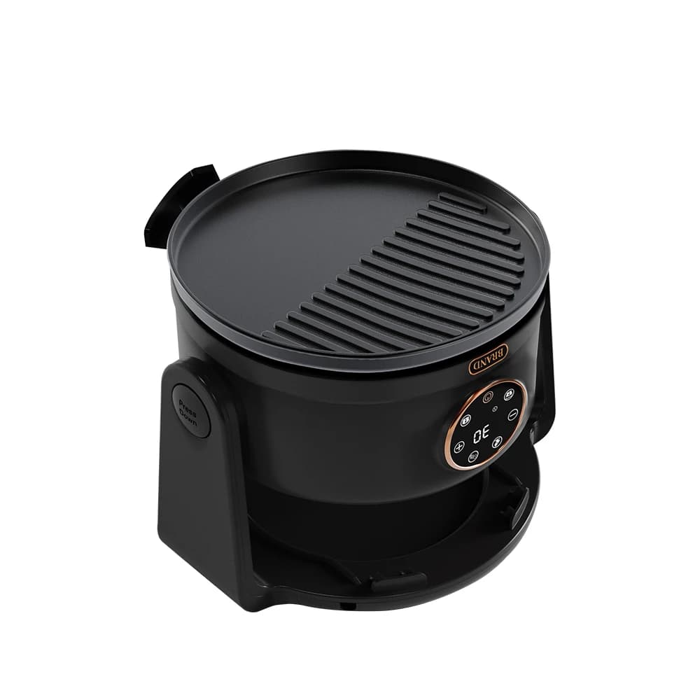 Electric Digital Air Fryer 2 in 1 round 4 liters visual glass Fryers with custom tipping cover