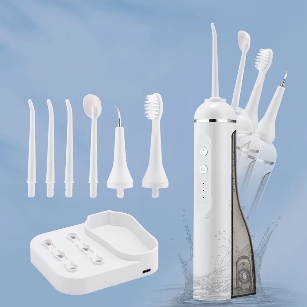 Spazzolino Multifunzione con Idropulsore Portatile e Rimuovi-Calcoli per la Pulizia dei Denti
