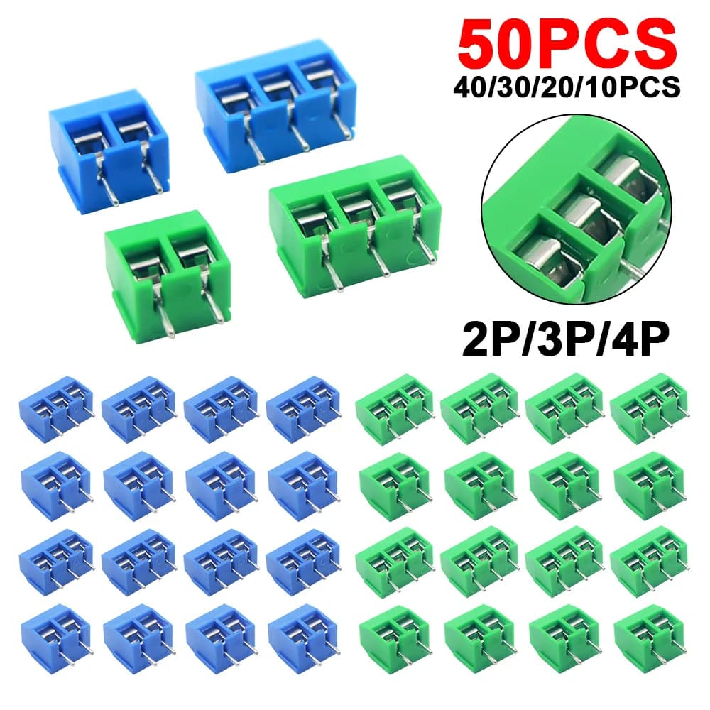 10/50PCS PCB Morsettiera Connettore Passo 5.0mm KF301 Pin Dritto 2P 3P Vite PCB Morsettiere Kit di Assortimento di Connettori