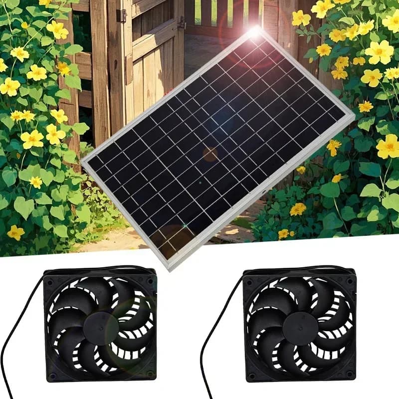 Ventilatore Solare da 10W/15W per Esterni, per il Raffreddamento e la Ventilazione di Cuccette per Animali Domestici, Canili per Cani e Gatti, Pollai - Nuovo Modello EESBAO a Risparmio Energetico