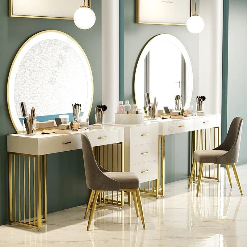 Specchio per il trucco Tavolo da trucco Sedia da scrivania Chiodo Sgabello moderno Organizzatore Sgabello Toletta Luce di lusso Penteadeira Mobili per la casa
