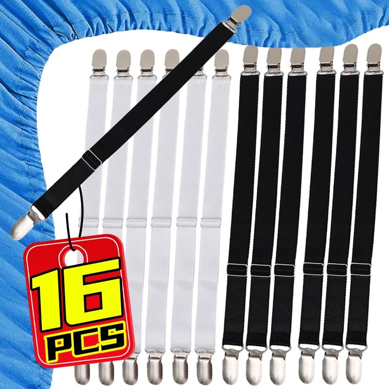 1/12x Universal Adjustable Bed Sheet Grippers Belt Fastener Bed Sheet Clips Mattress Cover Blankets Quilt Holder Non-Slip Strap