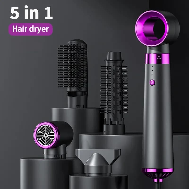 Multifunctional Hair dryer Hot Air comb 5 in 1 Smooth hair comb Negative ions Hair care Iron curler Hair styling