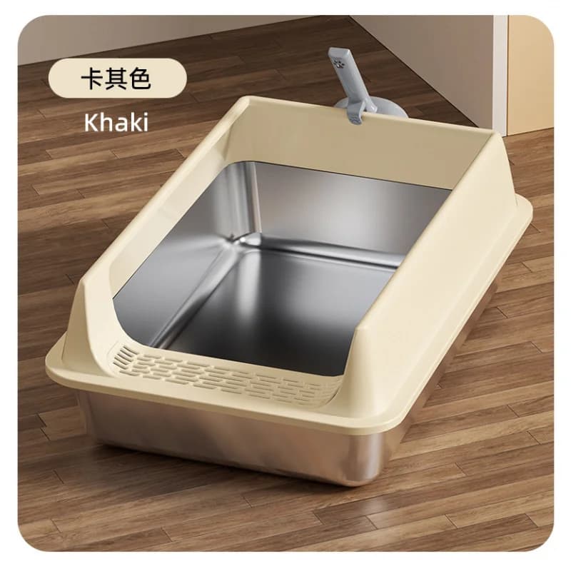 Nuova Lettiera per Gatti Extra Large in Acciaio Inox Semi-Chiusa con Design a Recinzione Alta per Prevenire lo Sversamento della Lettiera