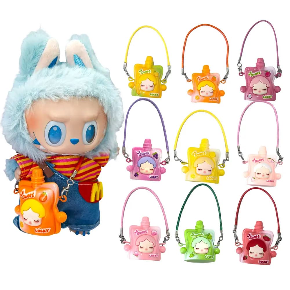 Accessori fai da te per Labubu V1 V2 V3 Borsa per bollitore Modello Borsa a tracolla per bottiglia d'acqua Set Decorazione per bambola di peluche Regalo di compleanno
