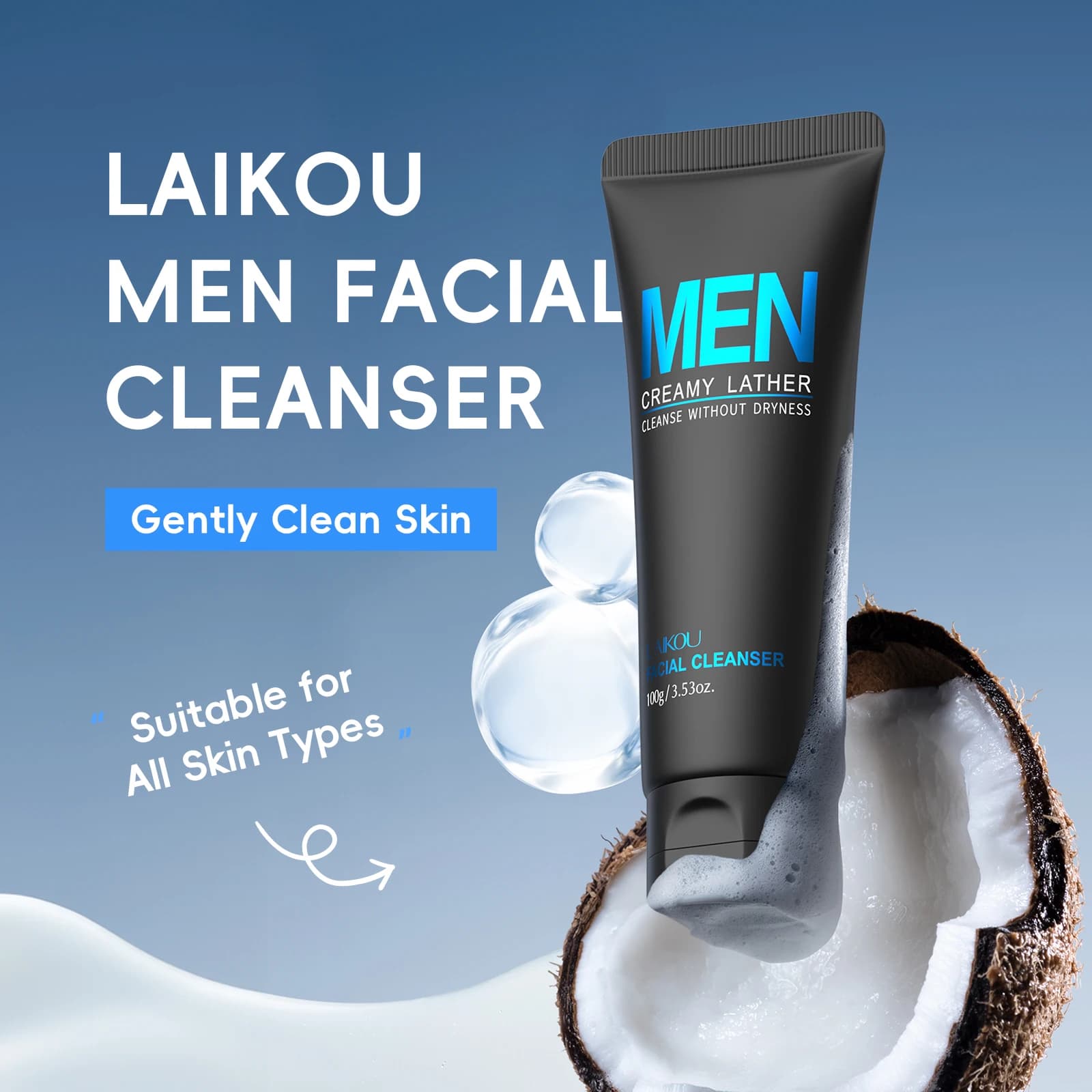 LAIKOU Men's face cleanser 100 g Deep cleaning Hydrating oil control for a lighter skin