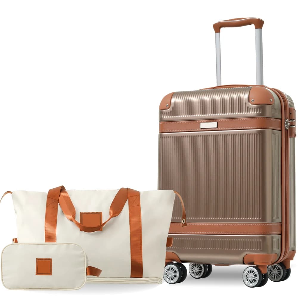 Set di Valigie Rigide 3 Pezzi, Valigia da Cabina 20 Pollici con Ruote Girevoli e Serratura TSA, Leggero e Resistente in ABS per Viaggi