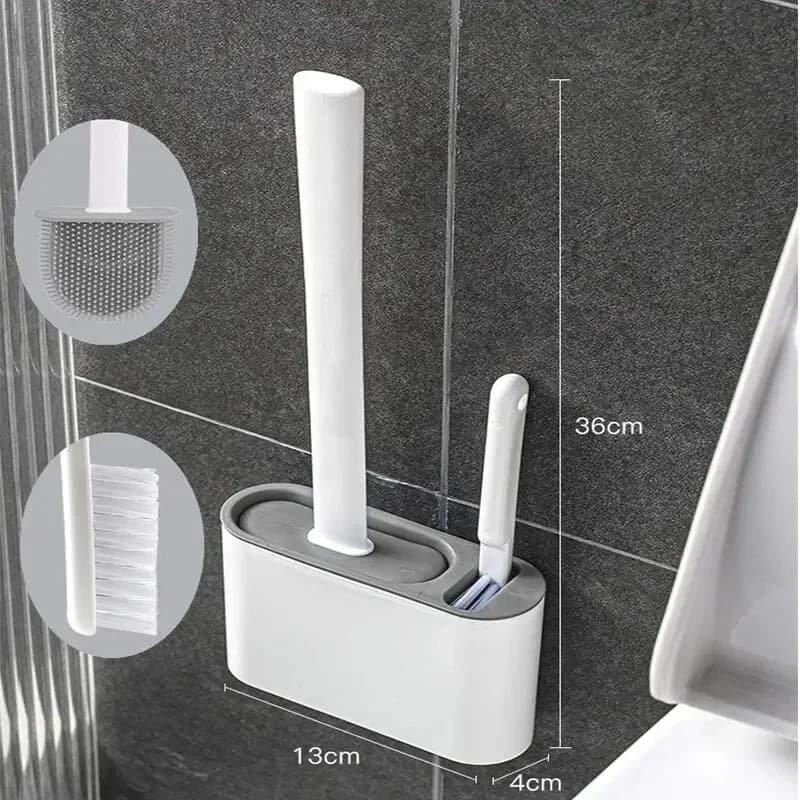 Porta scopino per WC da appendere a parete porta scopino per WC manico lungo in Silicone impermeabile ad asciugatura rapida con setole morbide accessori per il bagno