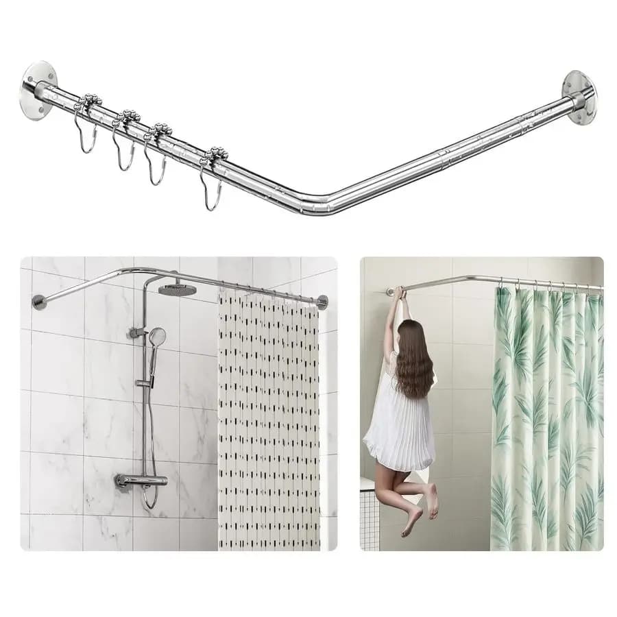 Shaped shower curtain rod, adjustable 23.652.4 x 23.652.4, angle shower curtain rod, real 304 stainless steel, anti-cedure, Dr