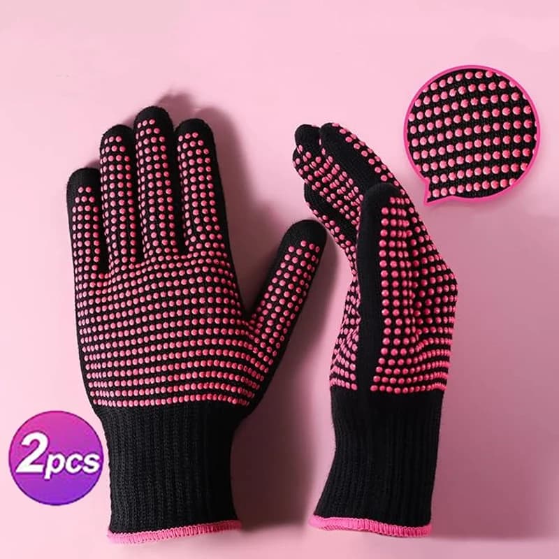 2 pairs of professional gloves for hair care, suitable for salons and houses, for smoothing/ smoothing/ extinguishing the hair and reusable