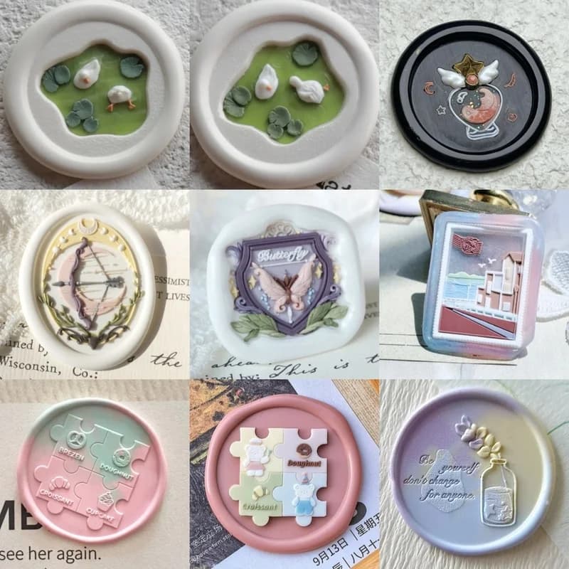 Selo di cera in ottone con anatra carina irregolare, testa di timbro, puzzle personalizzato, design in rilievo, incisione, timbro di cera sigillante per busta, lettera