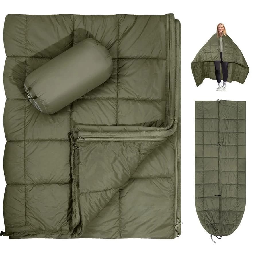 Coperta da Campeggio Imbottita con Isolamento Thinsulate per Climi Freddi, Piumino Caldo Queen Size con Cerniera, Impermeabile per Esterni