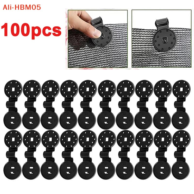 (HB05)100Pcs Sun Shade Net Clips Shade Cloth Plastic Clips Greenhouse Fabric Fixing Clamps Grommet Fence Netting Hook