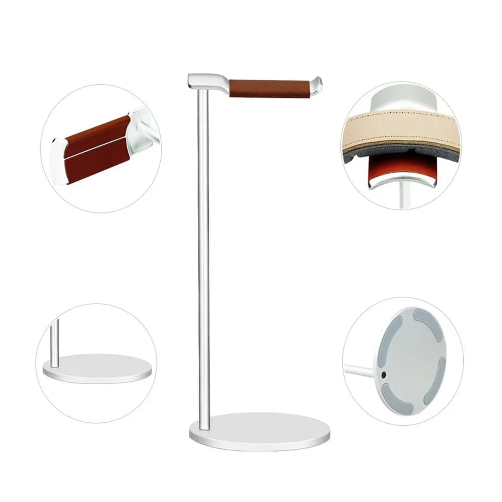 Aluminum Alloy Detachable Headphone Stand with Supporting Bar 10cm Solid Base Headset Holder Earphone Stand Desktop Use