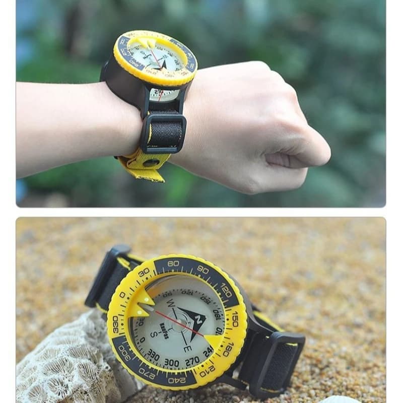 Ocean Diving Compass 60m Waterproof Depth 15° Tilt Night Light Navigation Tool for Snorkeling Underwater Exploration