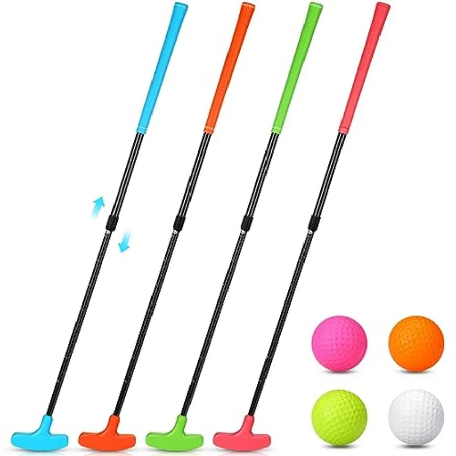 Set di 4 Putter da Golf per Uomini e Donne, Mini Putter Bidirezionale con 4 Palline, Lunghezza Regolabile, per Destrorsi o Mancini
