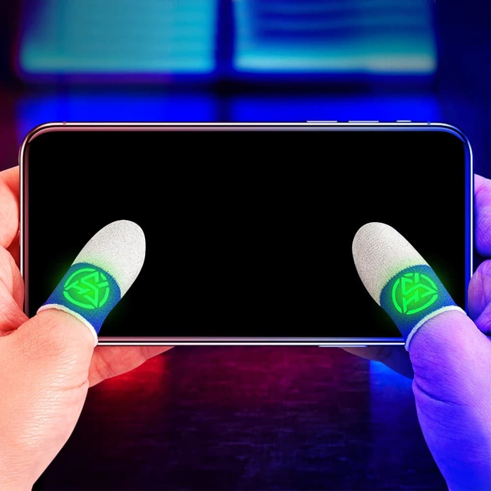 Finger Thumb Gloves Breathable Nightlight Finger Covers Sweatproof Anti Slip Game Controller Finger Cover for PUBG Phone Gaming